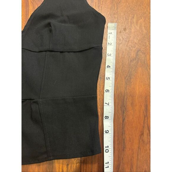 Women's Black Corset Style Open Tie Back Deep V-Neck Stretch Halter Top Large NE - Picture 4 of 5